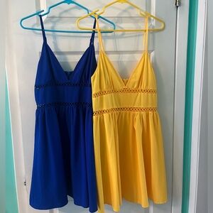 NWOT SHEIN Vcay Royal Blue and Yellow A Line Dresses size Large